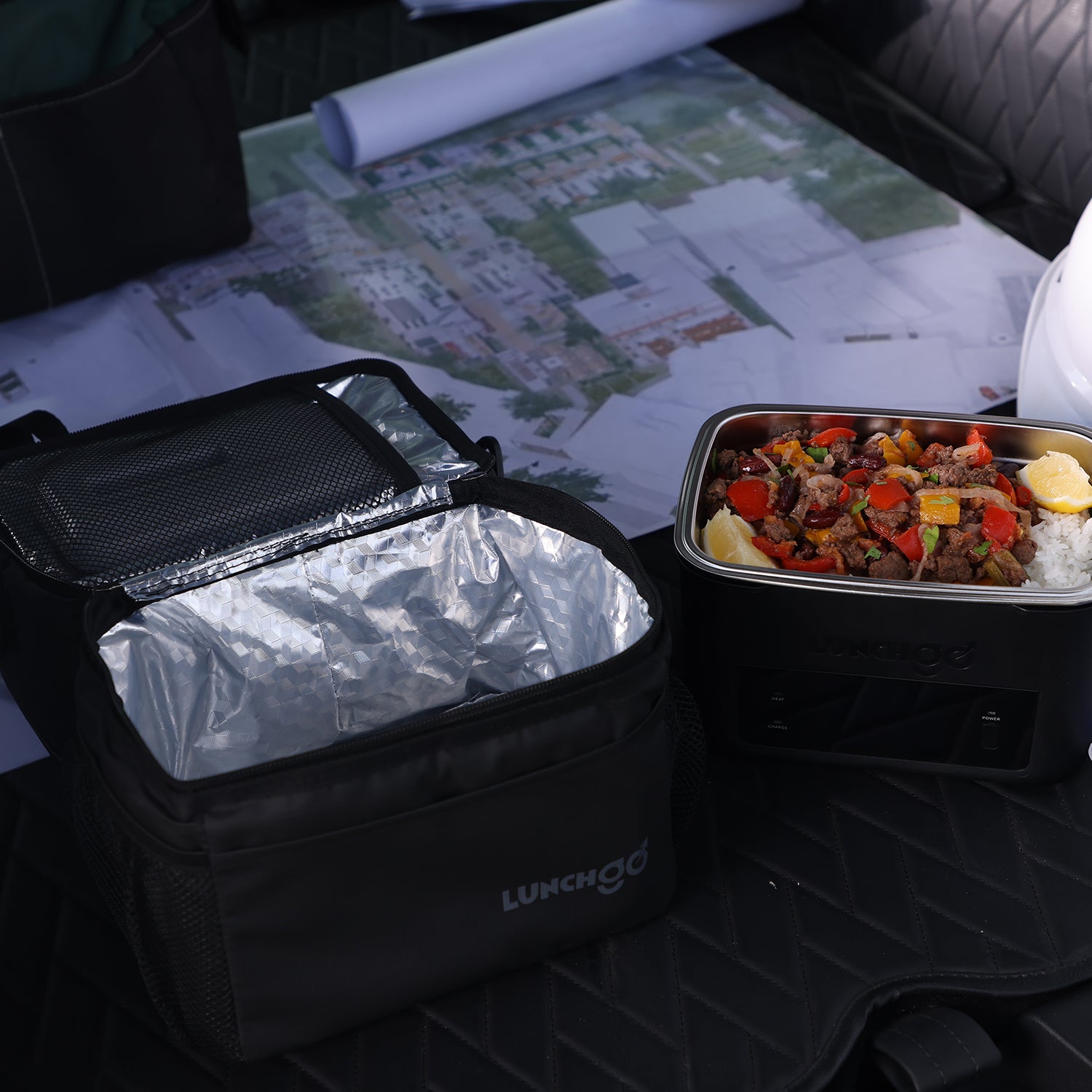 LunchGO® Large Double Deck Tactical Lunch Box for Adults, urable Insulated Lunch Bag with Shoulder Strap, Soft Cooler Bag for Men Work Outdoor Picnic Trips
