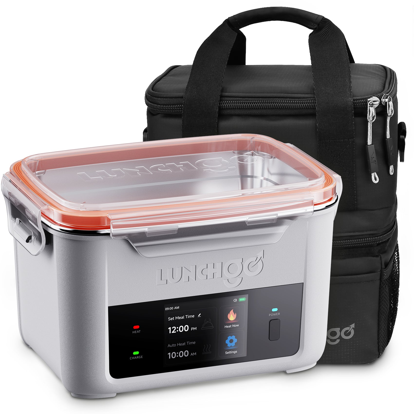 Fiambrera eléctrica inteligente LUNCHGO G1: fiambrera térmica con pantalla táctil y temporizador | Carga rápida tipo C, acero inoxidable 316, calentador de alimentos portátil para el trabajo y viajes