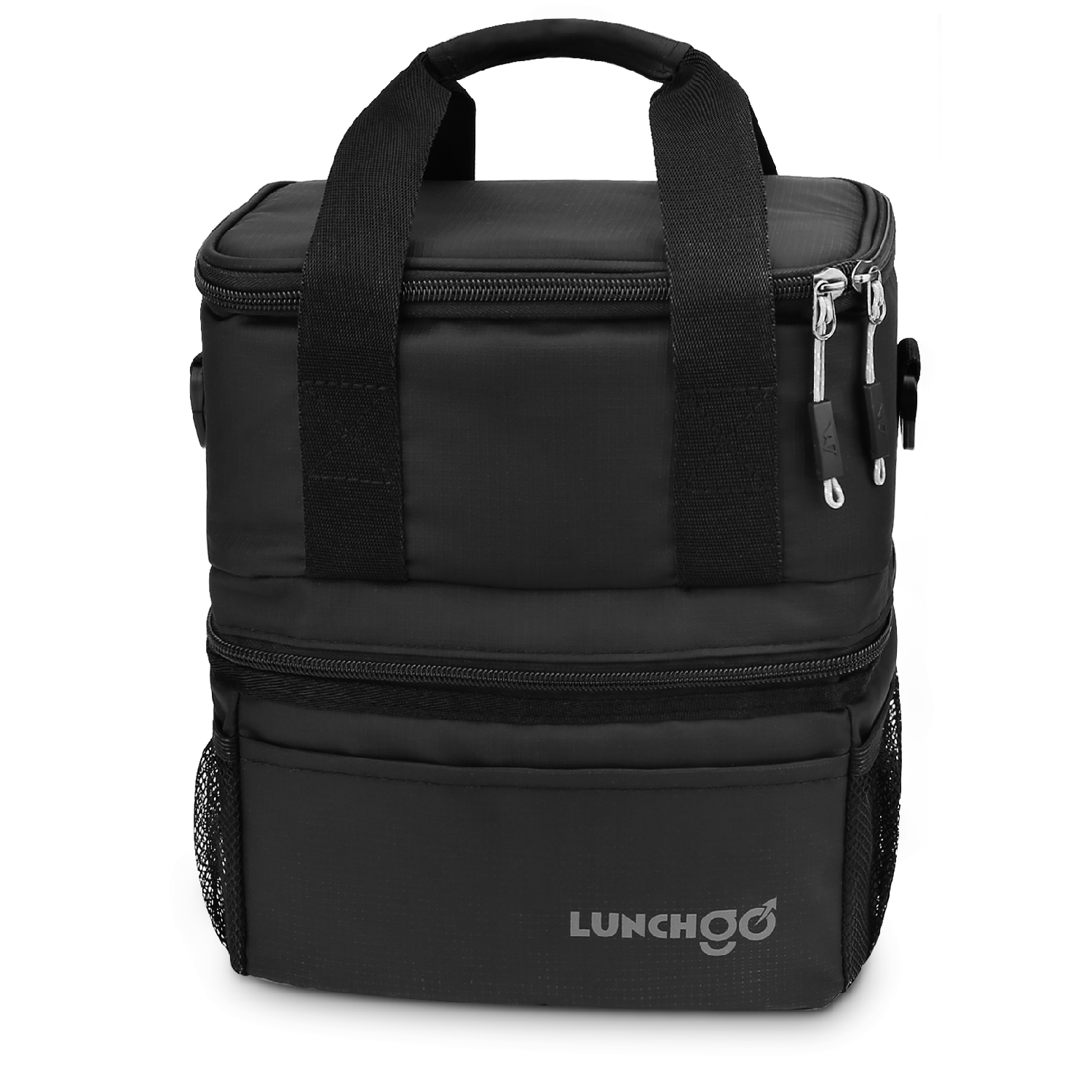 LunchGO® Large Double Deck Tactical Lunch Box for Adults, urable Insulated Lunch Bag with Shoulder Strap, Soft Cooler Bag for Men Work Outdoor Picnic Trips