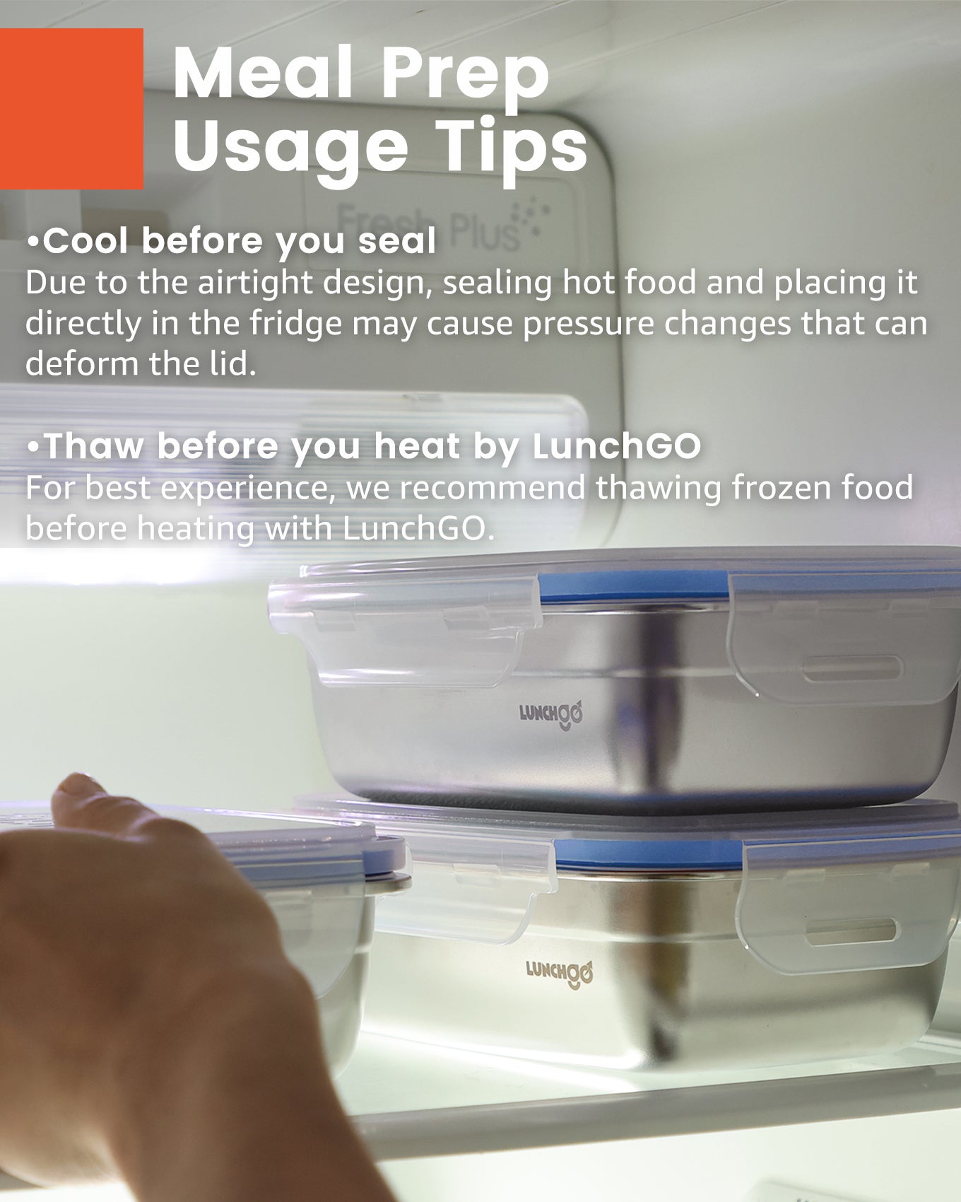 LUNCHGO® [1 Piece 5-Cup (1.2L) Stainless Steel Container for G1 Electric Lunch Box Replacement, 316 Inner Bowl with Airtight Lid, Dishwasher Safe