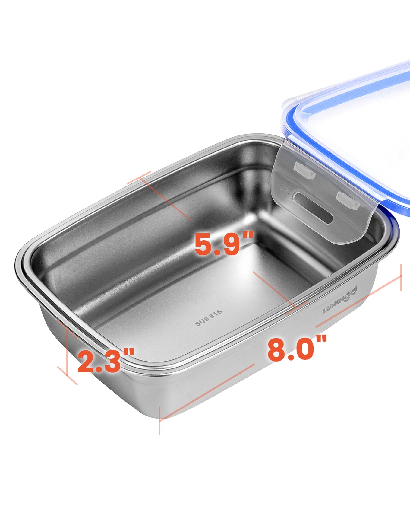LUNCHGO® [1 Piece 5-Cup (1.2L) Stainless Steel Container for G1 Electric Lunch Box Replacement, 316 Inner Bowl with Airtight Lid, Dishwasher Safe