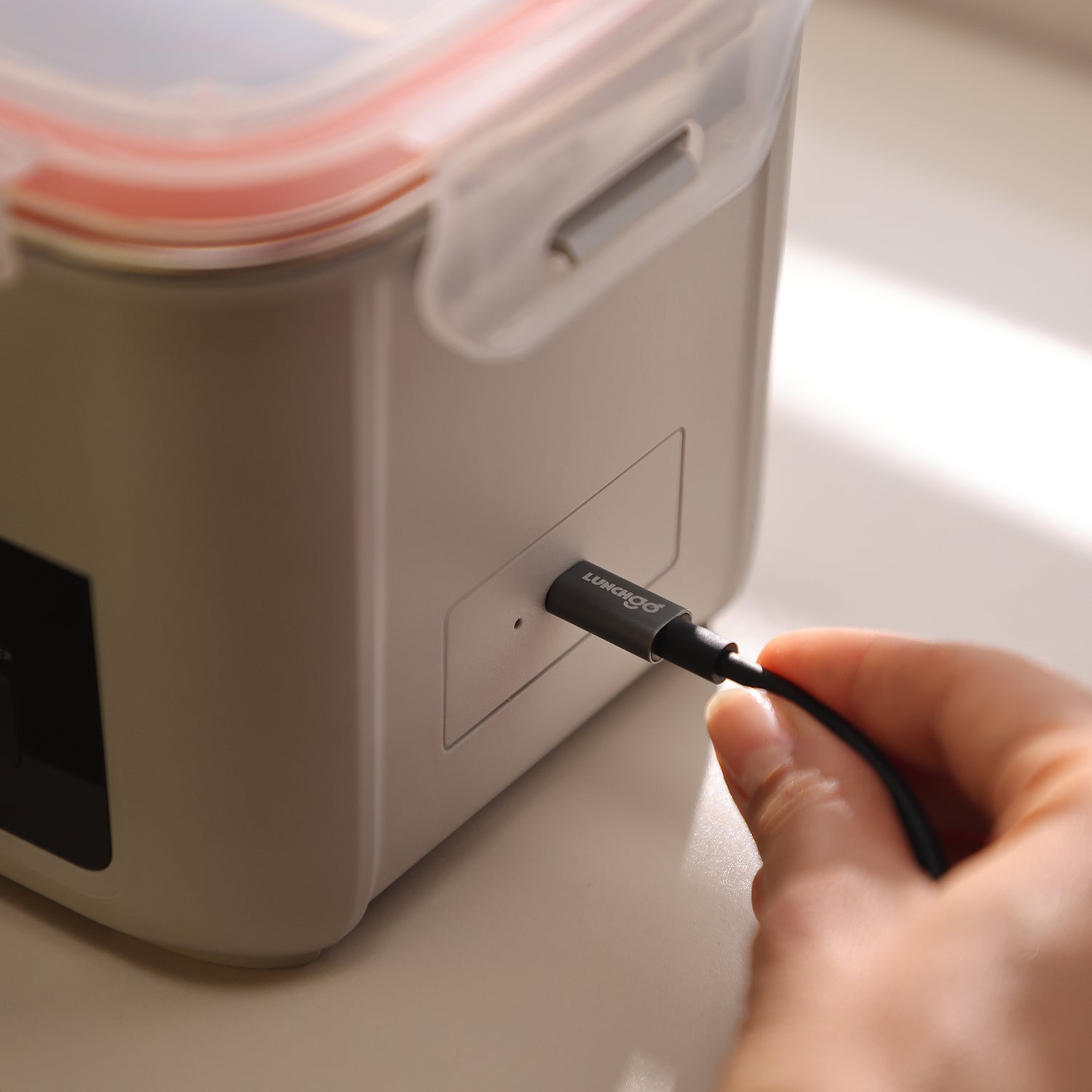 45W Max GaN Charger, USB C 90° Foldable Plug, Built-in Care Mode, for LunchGO Heated Lunch Box (Non-Battery, One USB-C Port, with Cable)