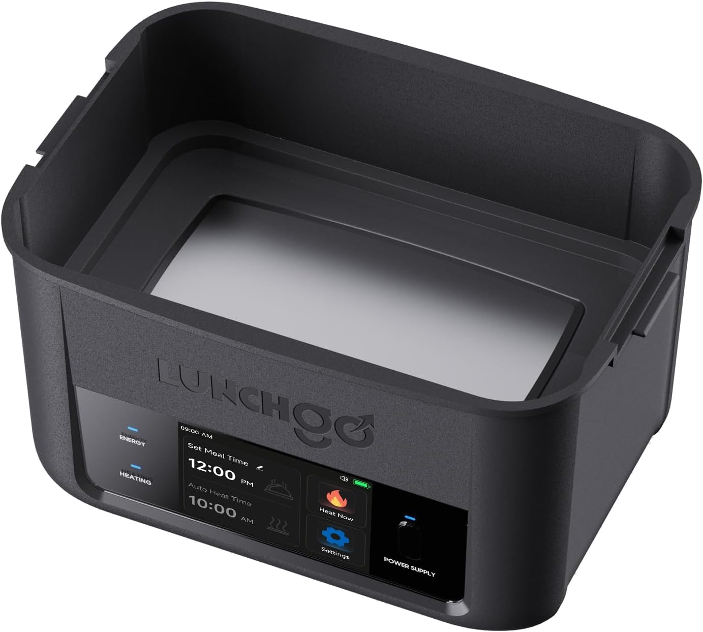 LUNCHGO® G1 Smart Electric Heated Lunch Box Replacement Base – Cordless, 5 Cups Capacity, 74 Wh Battery Powered, 250°F Max, Scheduled Heating (Carbon Black-Replacement Base Part)